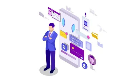 Isometric Personal Data Information App Stock Footage 131274509