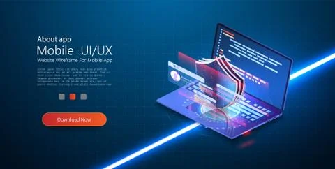 Isometric personal data protection web banner concept. Cyber security and 스톡 일러스트