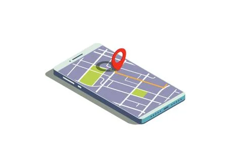 Isometric phone with GPS イラスト素材