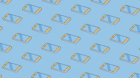 Isometric phones pattern animated background. 4K motion animation. Video stock 296746403