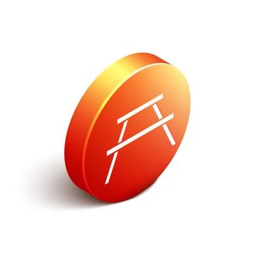 Isometric Picnic table with benches on either side of the table icon isolated on Illustrazione stock