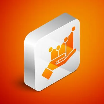 Isometric Pie chart infographic icon isolated on orange background. Diagram c Stock Illustration