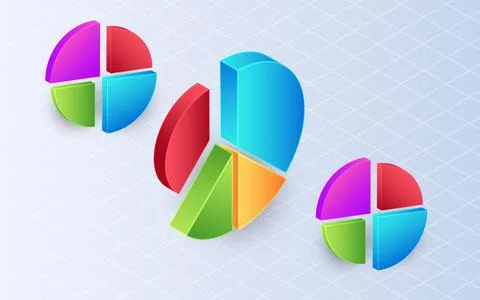 Isometric pie chart on white background. Circle slice division, business co.. Stock Illustration