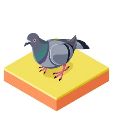 Isometric Pigeon on  the square ground2 Stock Illustration