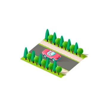 Isometric pink cabriolet Stock Illustration