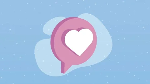 Isometric pink speech bubble with white heart icon floating on blue backgro.. Stock Footage 333545290