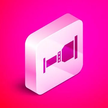Isometric Pipe adapter icon isolated on pink background. Plumbing pipeline parts Stock Illustration