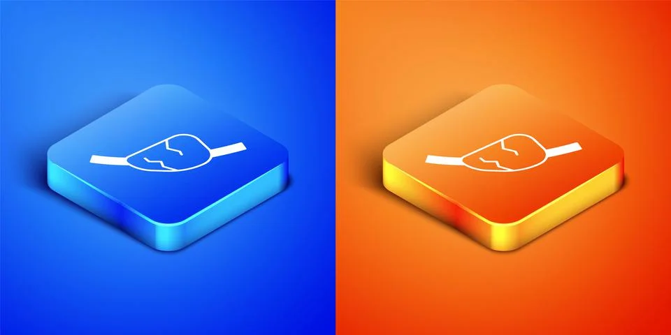 Isometric Pirate eye patch icon isolated on blue and orange background. Pirate Stock Illustration