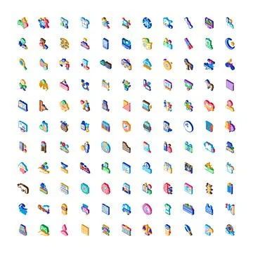 Isometric pixel art icon and symbol collection イラスト素材