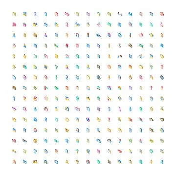 Isometric pixel art icon set developing digital concepts 库存插图