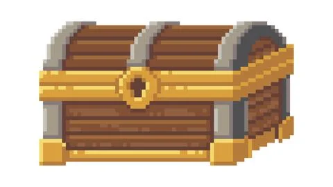 Isometric pixel closed treasure chest icon Illustration