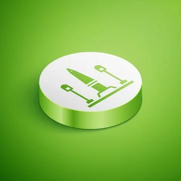 Isometric Place De La Concorde in Paris, France icon isolated on green Illustrazione stock