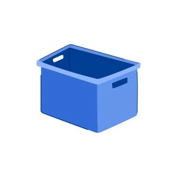 Isometric plastic crate cartoon vector illustration Stock Illustration