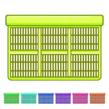 Isometric plastic crate cartoon vector graphic Stock Illustration