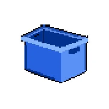 Isometric plastic crate pixel art vector illustration Stock Illustration