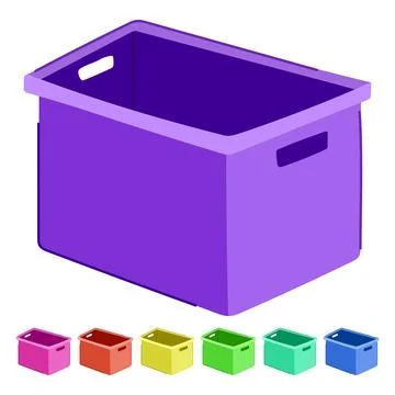 Isometric plastic crate vector cartoon graphic Stockillustratie