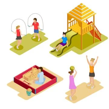 Isometric Playground Icon Set Stockillustratie