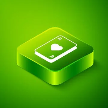 Isometric Playing cards icon isolated on green background. Casino gambling Illustration