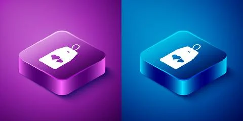 Isometric Please do not disturb with heart icon isolated on blue and purple b Illustration