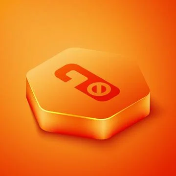 Isometric Please do not disturb icon isolated on orange background. Hotel D.. Stock Illustration