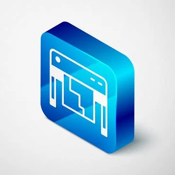 Isometric Plotter icon isolated on grey background. Large format multifunctio Illustrazione stock