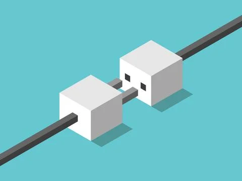 Isometric plug, socket disconnected Stock Illustration