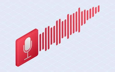 Isometric podcast Audio player interface. Sound wave isolated on white back.. Stock Illustration