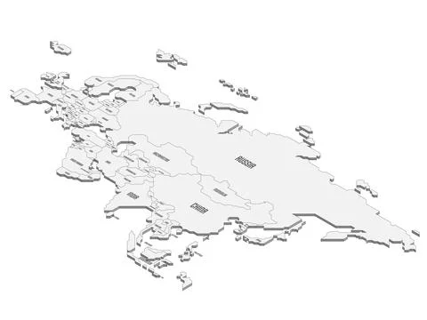 Isometric political map of Eurasia Stock Illustration