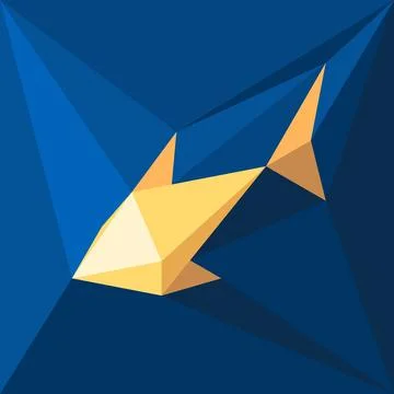 Isometric polygonal gold fish Stock Illustration