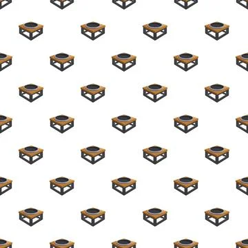 Isometric portable induction cooktop pattern on white background Stock Illustration