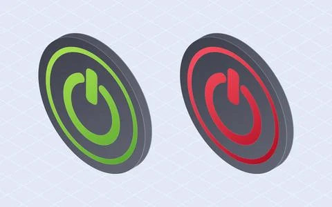 Isometric on off power button. Smart technology isolated on white background Stock Illustration