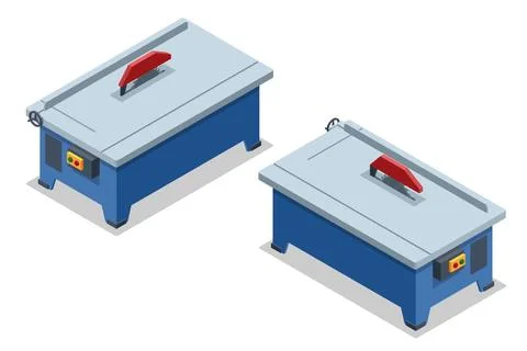 Isometric Power Tools Circular Saw isolated on a white background. Electric hand Stock Illustration