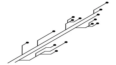 Isometric printed circuit board PCB tracks isolated on white background. Stock Illustration