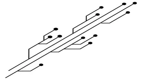 Isometric printed circuit board PCB tracks isolated on white background. Stock Illustration
