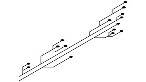 Isometric printed circuit board PCB tracks isolated on white background. Stock Illustration