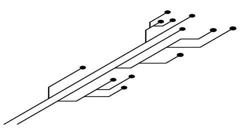Isometric printed circuit board PCB tracks isolated on white background. Stock Illustration