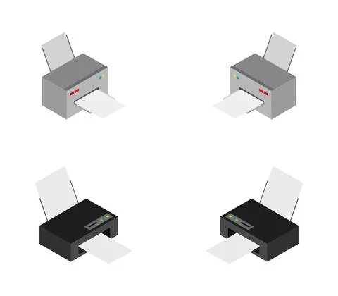 Isometric printer icon illustrated in vector on white background 스톡 일러스트