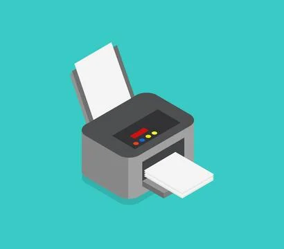 Isometric printer icon illustrated in vector on white background Stock Illustration