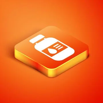 Isometric Printer ink bottle icon isolated on orange background. Vector Stock Illustration