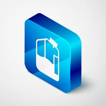 Isometric Printer ink bottle icon isolated on grey background. Blue square bu Stock Illustration