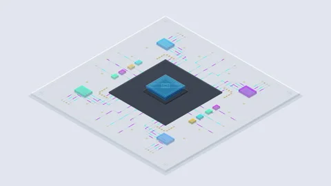 Isometric processor chip microchip technology digital innovation Stock Footage 347247684