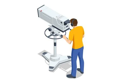 Isometric Professional TV Camera. Video Production Digital. Mobile TV studio Stock Illustration