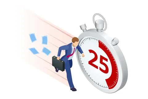 Isometric Project deadline. Time management on the road to success. Deadline Stock Illustration