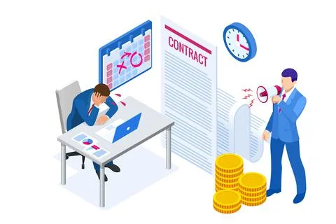 Isometric Project deadline. Time management on the road to success. Deadline Stock Illustration