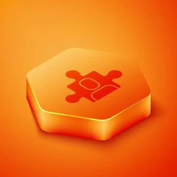 Isometric Project team base icon isolated on orange background. Business Stock Illustration