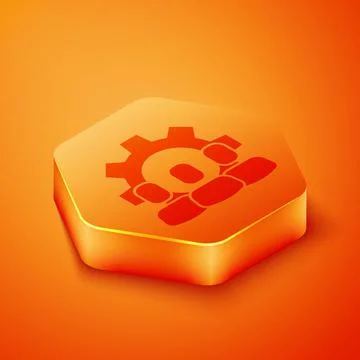 Isometric Project team base icon isolated on orange background. Business 스톡 일러스트