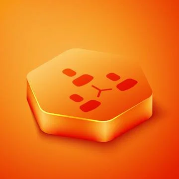 Isometric Project team base icon isolated on orange background. Business Stock Illustration