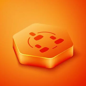 Isometric Project team base icon isolated on orange background. Business イラスト素材