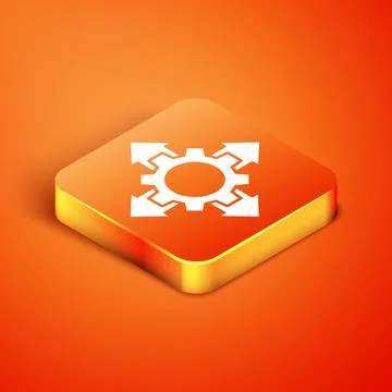 Isometric Project team base icon isolated on orange background. Business Illustrazione stock