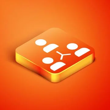 Isometric Project team base icon isolated on orange background. Business Stock Illustration